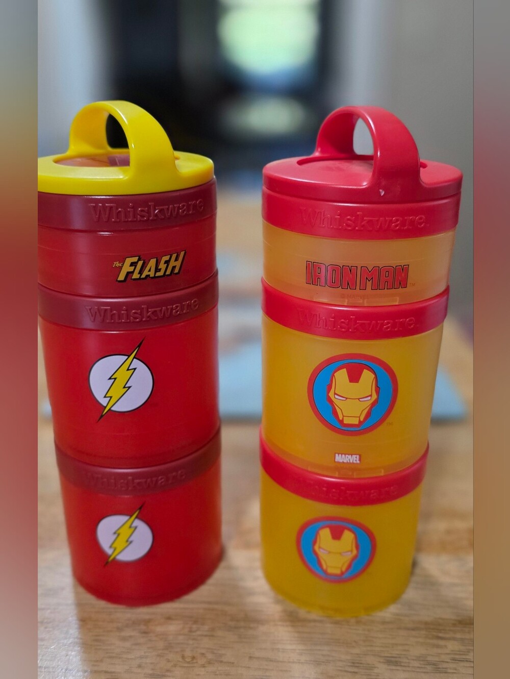 Marvel Stackable Kids Snack Containers - Iron Man Red & Yellow